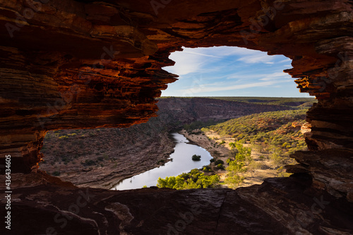 view through the window bridge at the Murchison River near Kalbarri  Western Australia