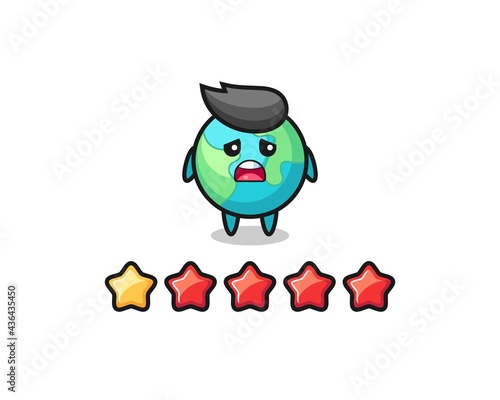 the illustration of customer bad rating, earth cute character with 1 star © heriyusuf