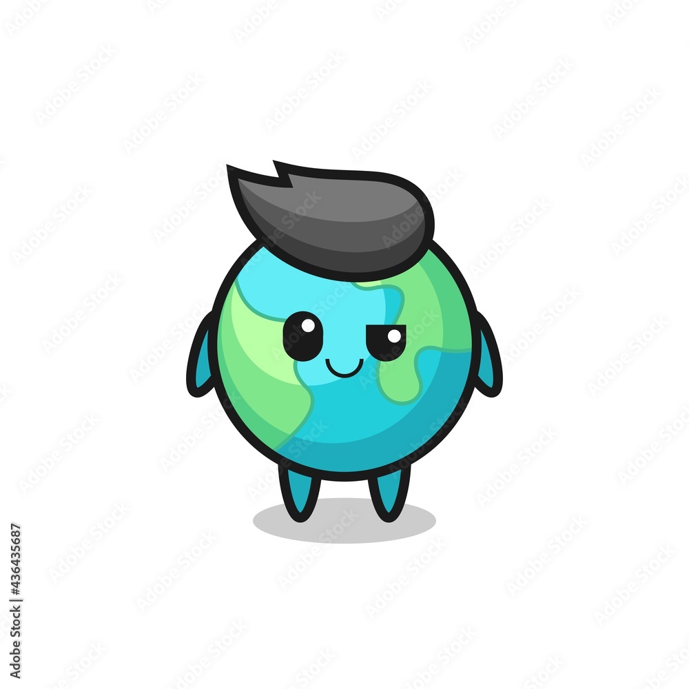 earth cartoon with an arrogant expression earth cartoon with an arrogant expression