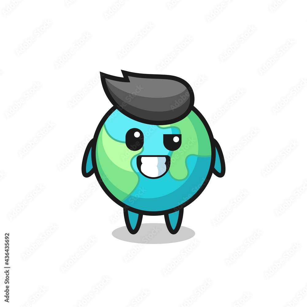 cute earth mascot with an optimistic face cute earth mascot with an optimistic face