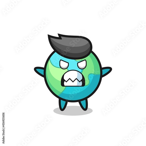 wrathful expression of the earth mascot character