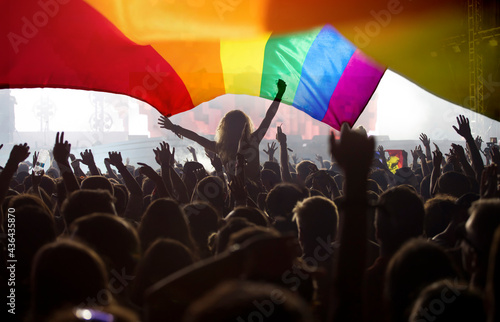 Fotografie Gay parade with LGBT flag.