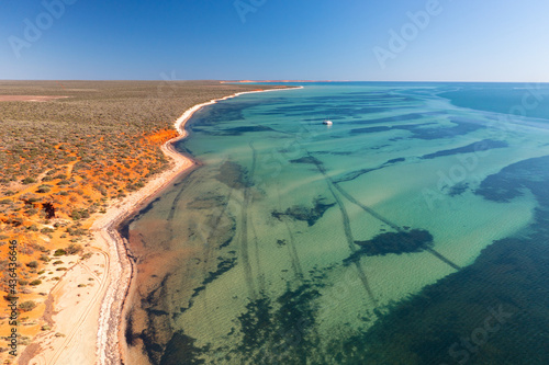 Aerial view of coast line around Francois Peron National Park at Shark Bay, Western Australia