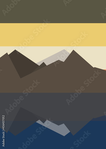 Geometric landscape generative art poster illustration