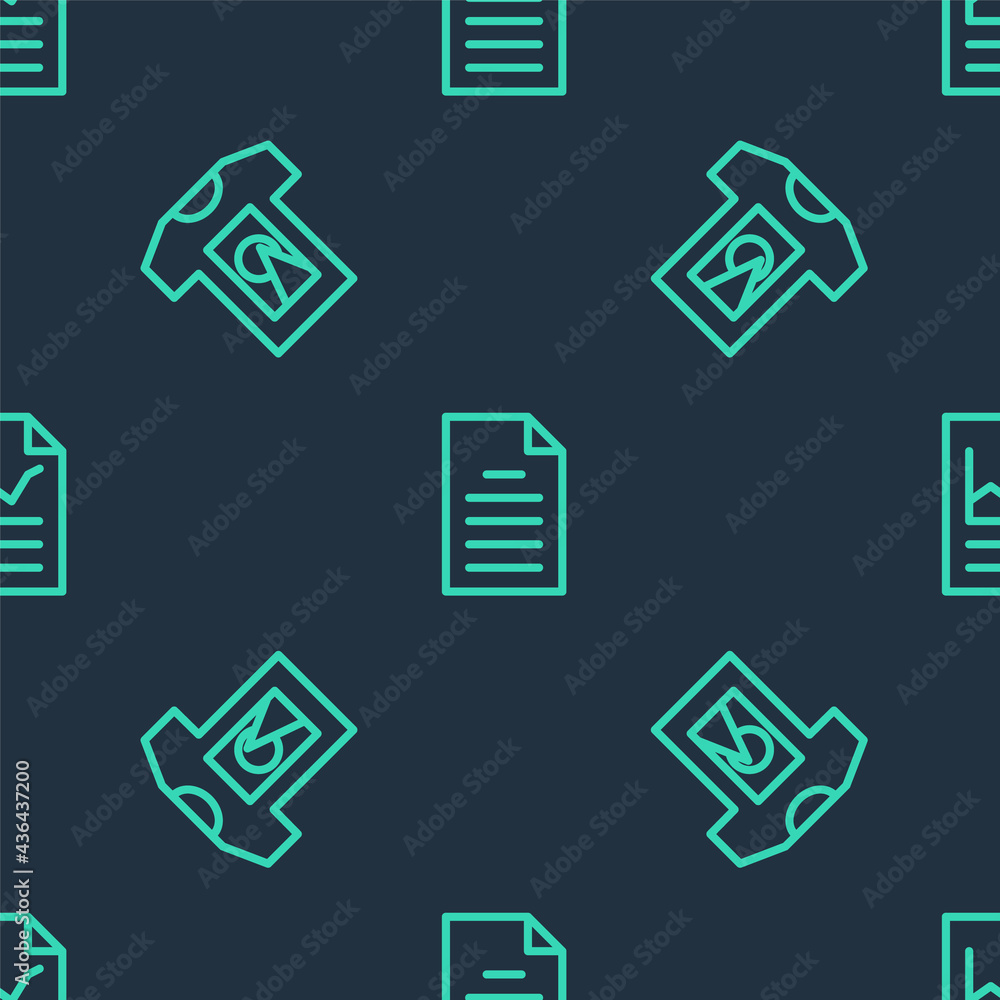 Set line File document, T-shirt and Document with graph chart on seamless pattern. Vector Set line File document, T-shirt and Document with graph chart on seamless pattern. Vector