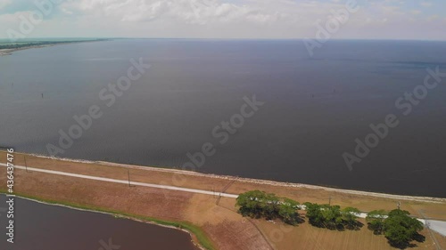 Lake Okeechobee and Port Mayaca Locks and Dam. Aerial view.