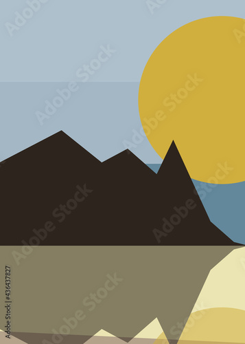 Geometric landscape generative art poster illustration