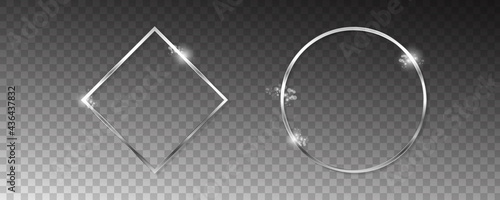 Vector silver frames with lights effects.