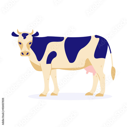 Cow. Vector illustration in flat cartoon style. Isolated on a white background.