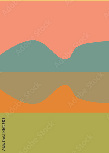 Geometric landscape generative art poster illustration