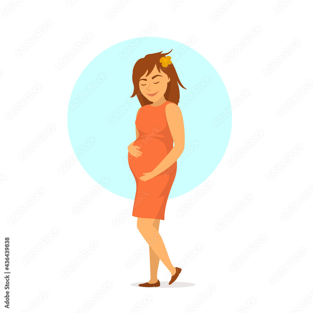 cute happy young pregnant woman isolated vector illustration cute happy young pregnant woman isolated vector illustration