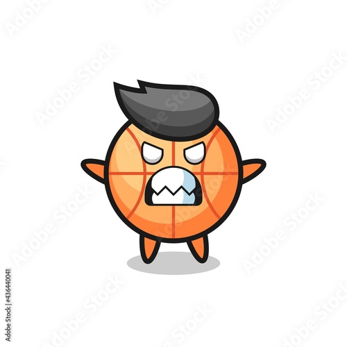 wrathful expression of the basketball mascot character