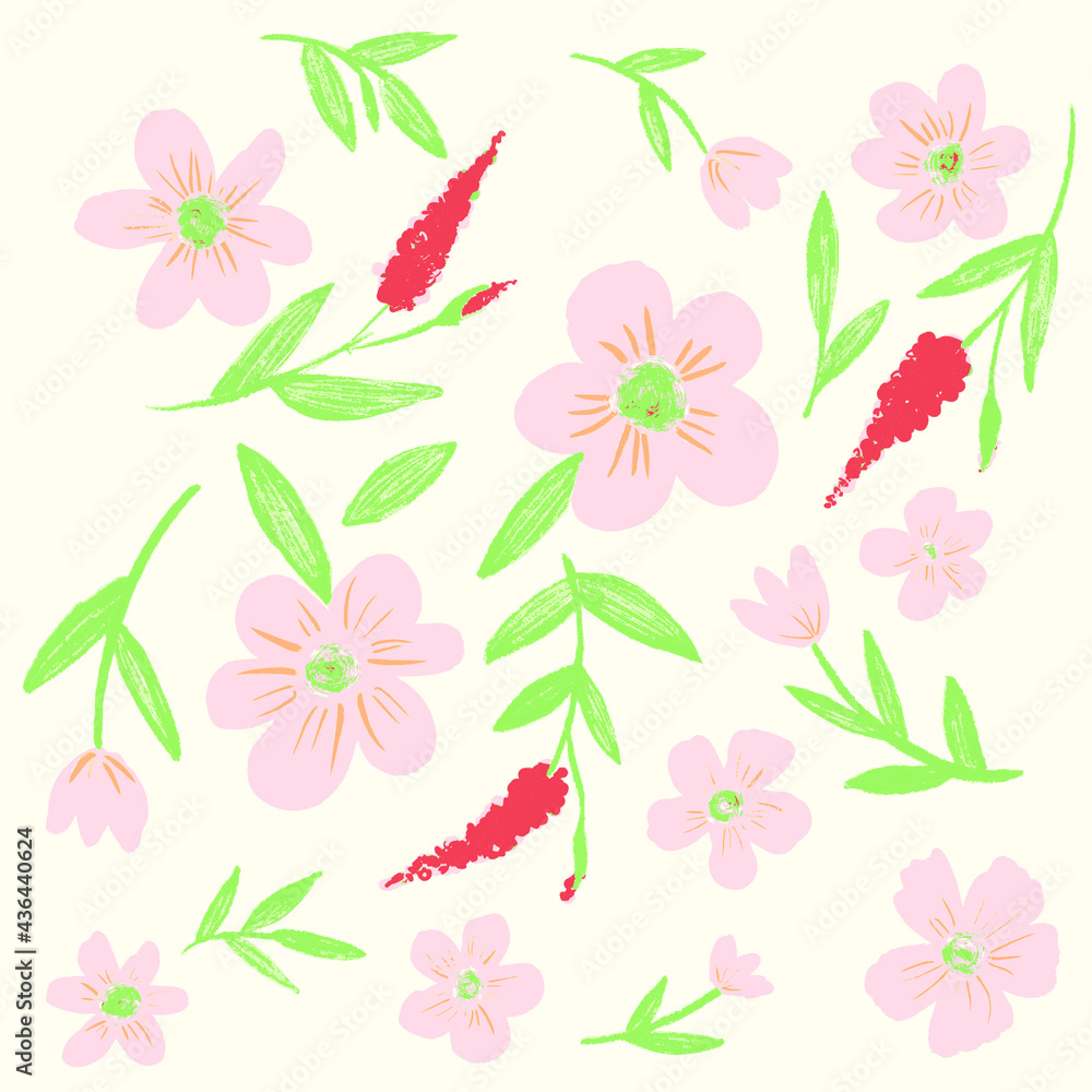 Flower, seamless design for fashion, fabric, wallpaper and all prints. Cute pattern colorful flowers.