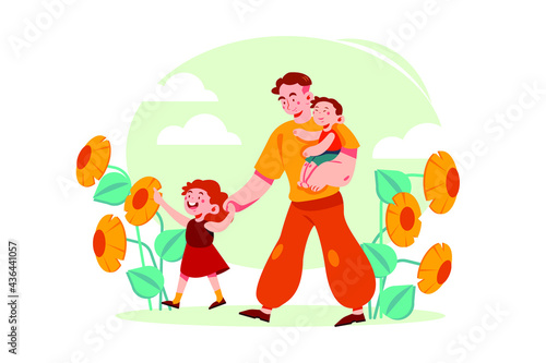 Father's Day Illustration concept. Flat illustration isolated on white background. © freeslab
