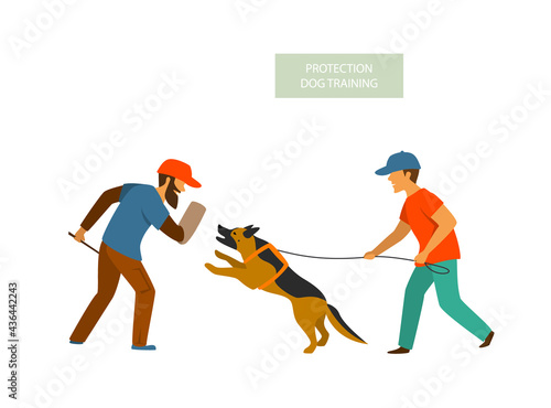 protection dog training cartoon vector illustration graphic