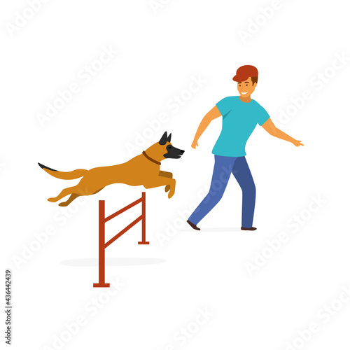 dog agility training exercise isolated vector graphic