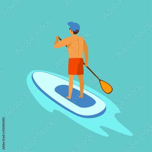 man standup paddleboarding on water