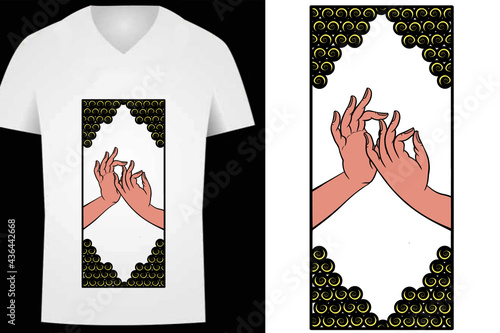 T shirt design with buddha hands movement classical structure