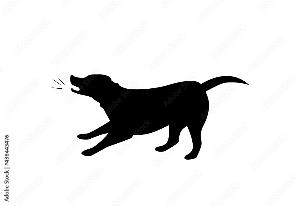 barking dog silhouette in black color vector graphic