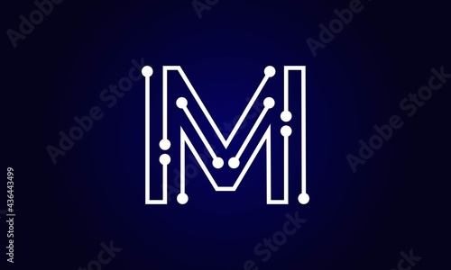 Letter M Logo Design Template, M Abstract Dot Vector Logo Icon Design