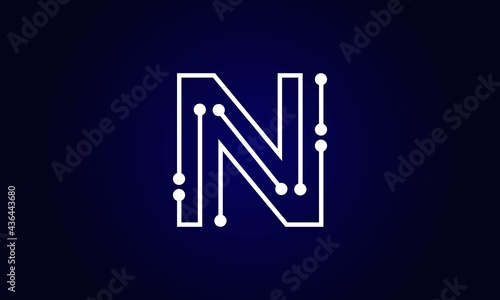 Letter N Logo Design Template, N Abstract Dot Vector Logo Icon Design