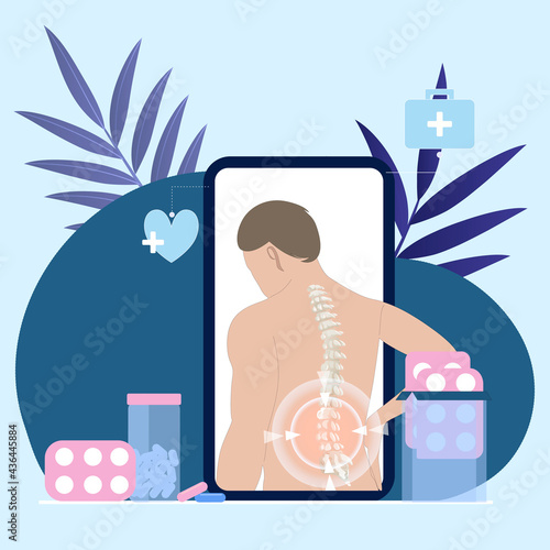 Online consulted by chiropractor, using smartphone and camera