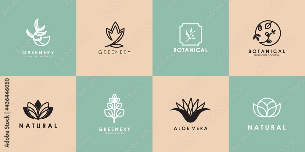 Set of natural logo for branding in modern design Premium Vector