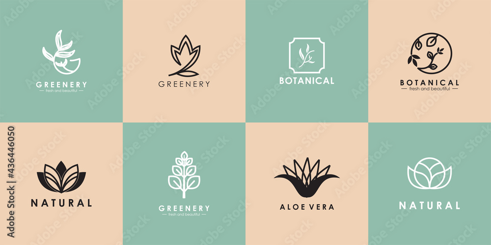 Set of natural logo for branding in modern design Premium Vector Set of natural logo for branding in modern design Premium Vector