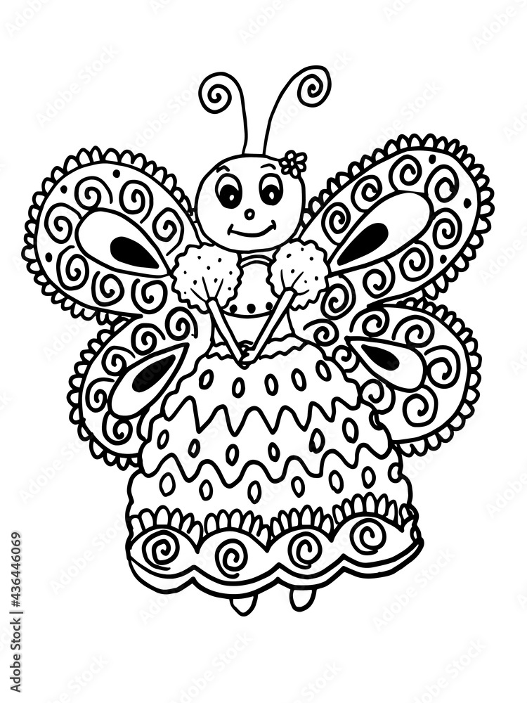 Obraz premium butterfly coloring page,flower coloring page,tattoo coloring page