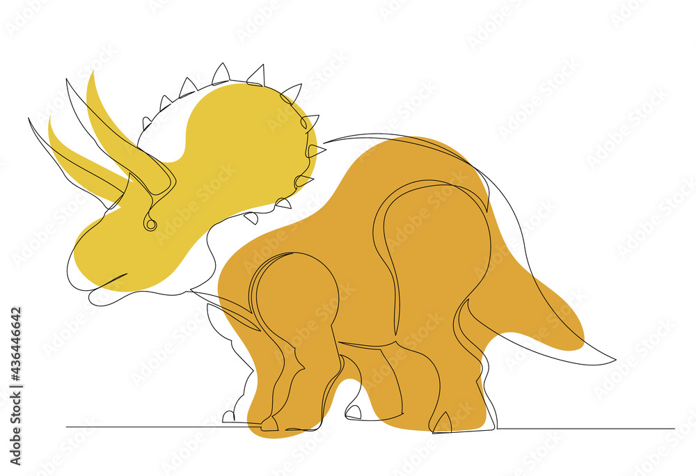 Fototapeta premium green dinosaur, sketch, continuous line drawing, vector