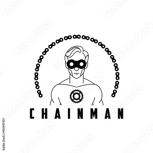 super hero chain man character logo design