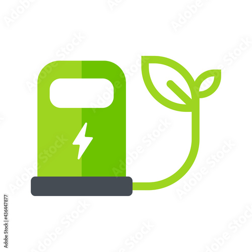 Electric vehicle charger icon. A platform for charging electric cars Concept of natural energy
