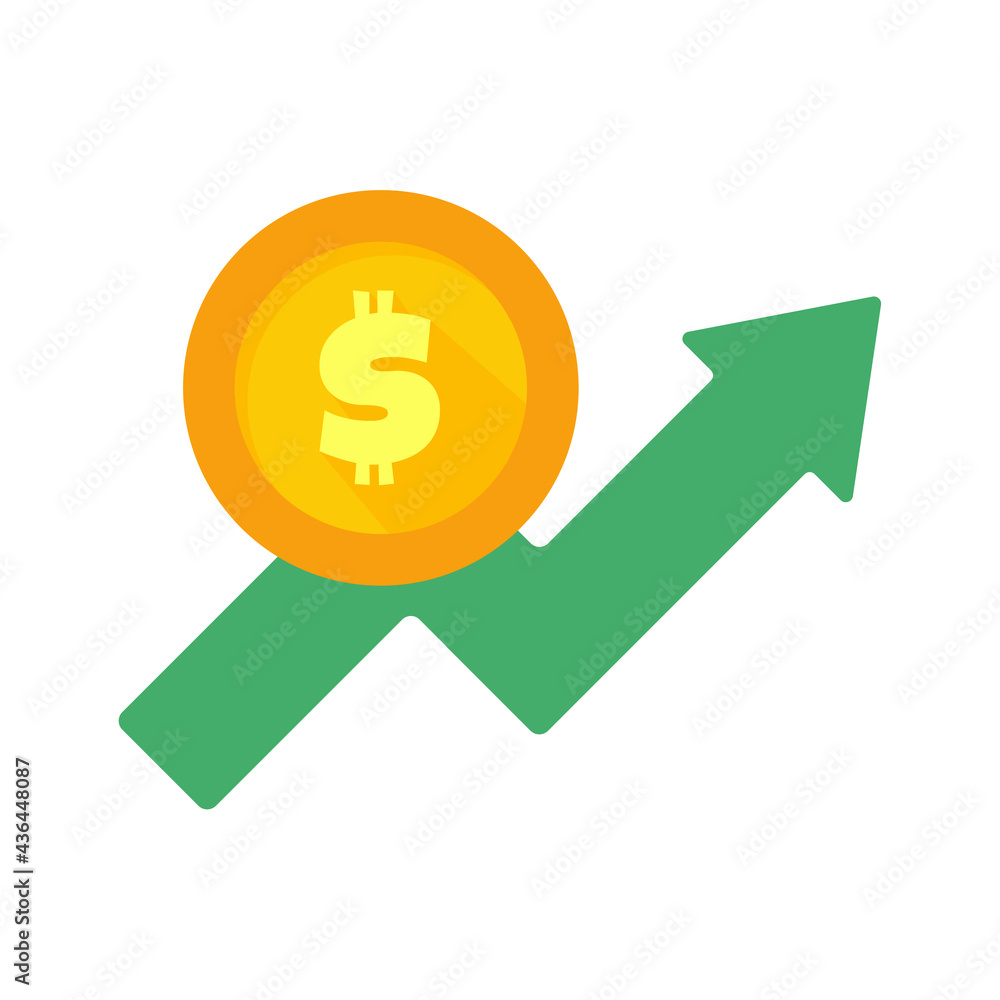 Currency icon. The golden dollar increases and decreases in value. Currency icon. The golden dollar increases and decreases in value.