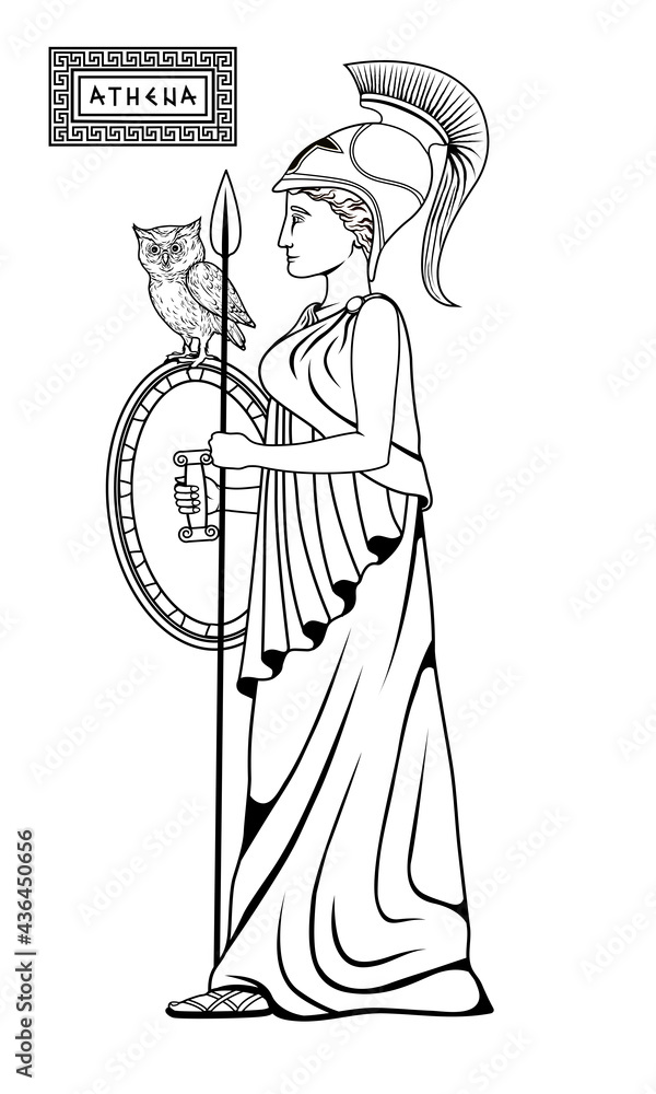 Vector illustration of Greek Goddess Athena Stock Vector | Adobe Stock