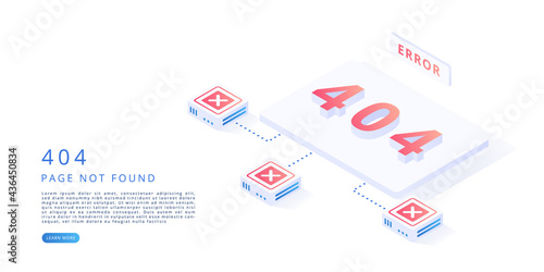404 error page in isometric vector illustration. 404 error, website maintenance, page not found concept. 