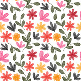 Multi color floral seamless vector pattern Isolated on White background. Design for use covers, fabric, textile, background and others.Vector art illustration.