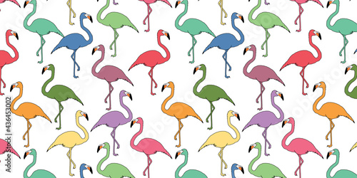 Flamingo Bird Vector Seamless Repeating Pattern. Trendy textile print, fabric, giftwrap or packaging, wallpaper, background. Surface pattern design. photo