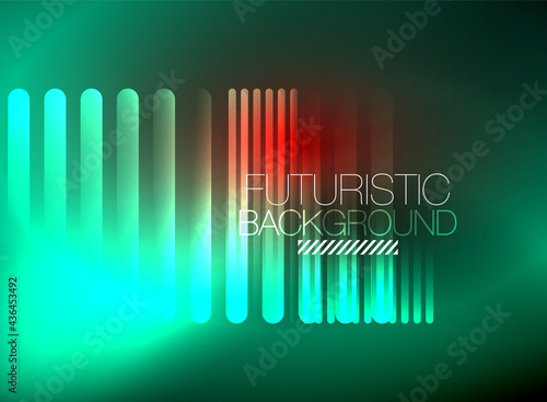 Bright neon color techno abstract background  shiny glowing neon lines in the dark background