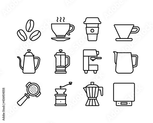 coffee icon set vector . cafe, coffee shop symbol vector illustration.