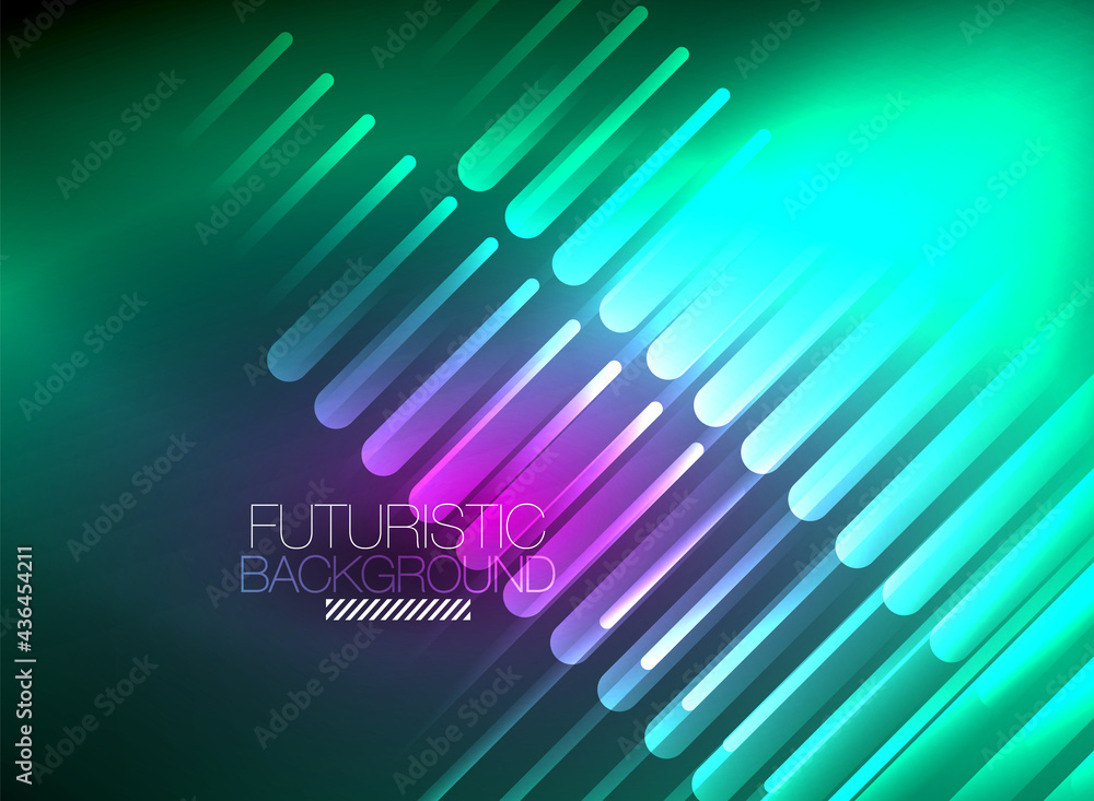 Bright neon color techno abstract background, shiny glowing neon lines in the dark background Bright neon color techno abstract background, shiny glowing neon lines in the dark background