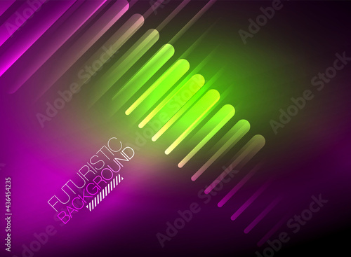 Bright neon color techno abstract background  shiny glowing neon lines in the dark background