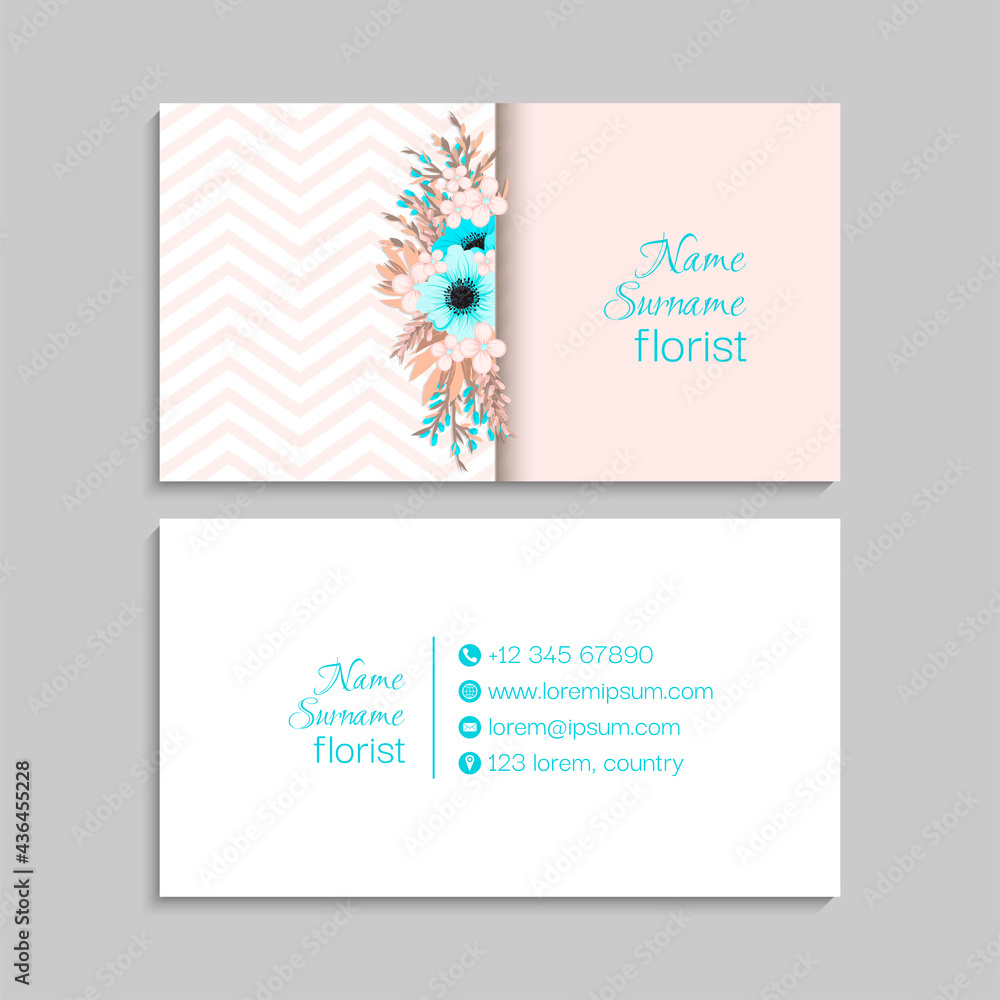 Flower business cards pink flowers Flower business cards pink flowers