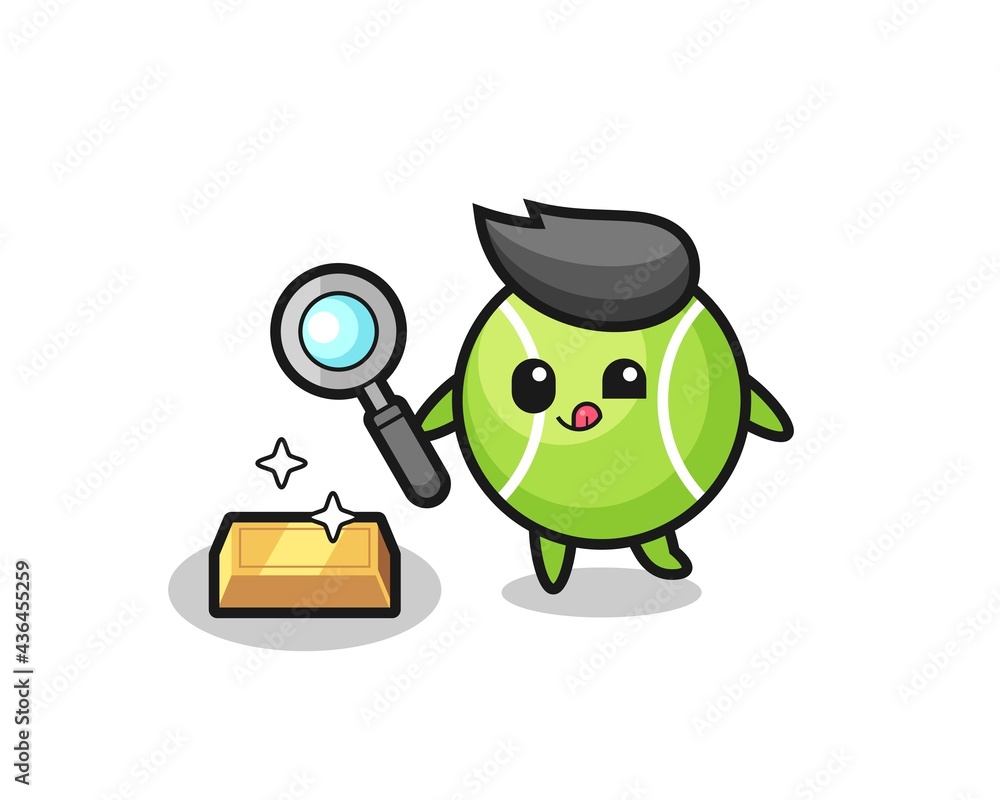 tennis character is checking the authenticity of the gold bullion tennis character is checking the authenticity of the gold bullion
