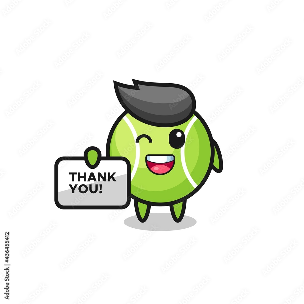 the mascot of the tennis holding a banner that says thank you the mascot of the tennis holding a banner that says thank you