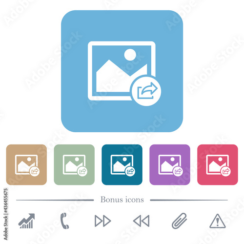 Export image flat icons on color rounded square backgrounds