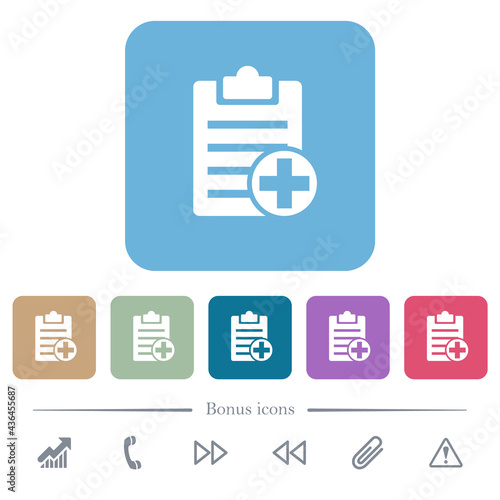 Add new note flat icons on color rounded square backgrounds
