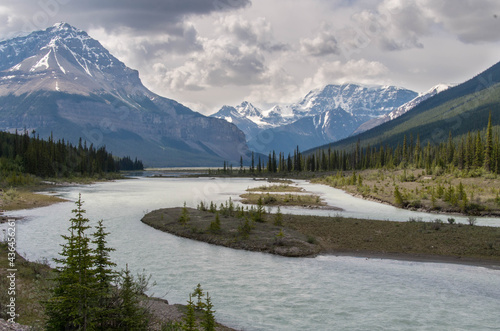 Sunwapta River and Rocky Mountains along the Icefield Parkway