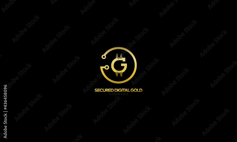 Letter G Gold logo. Connect technology and digital, gold currency data concept for your corporate identity Letter G Gold logo. Connect technology and digital, gold currency data concept for your corporate identity