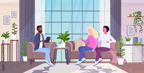 psychotherapist consulting young family couple patients during psychotherapy session mental health