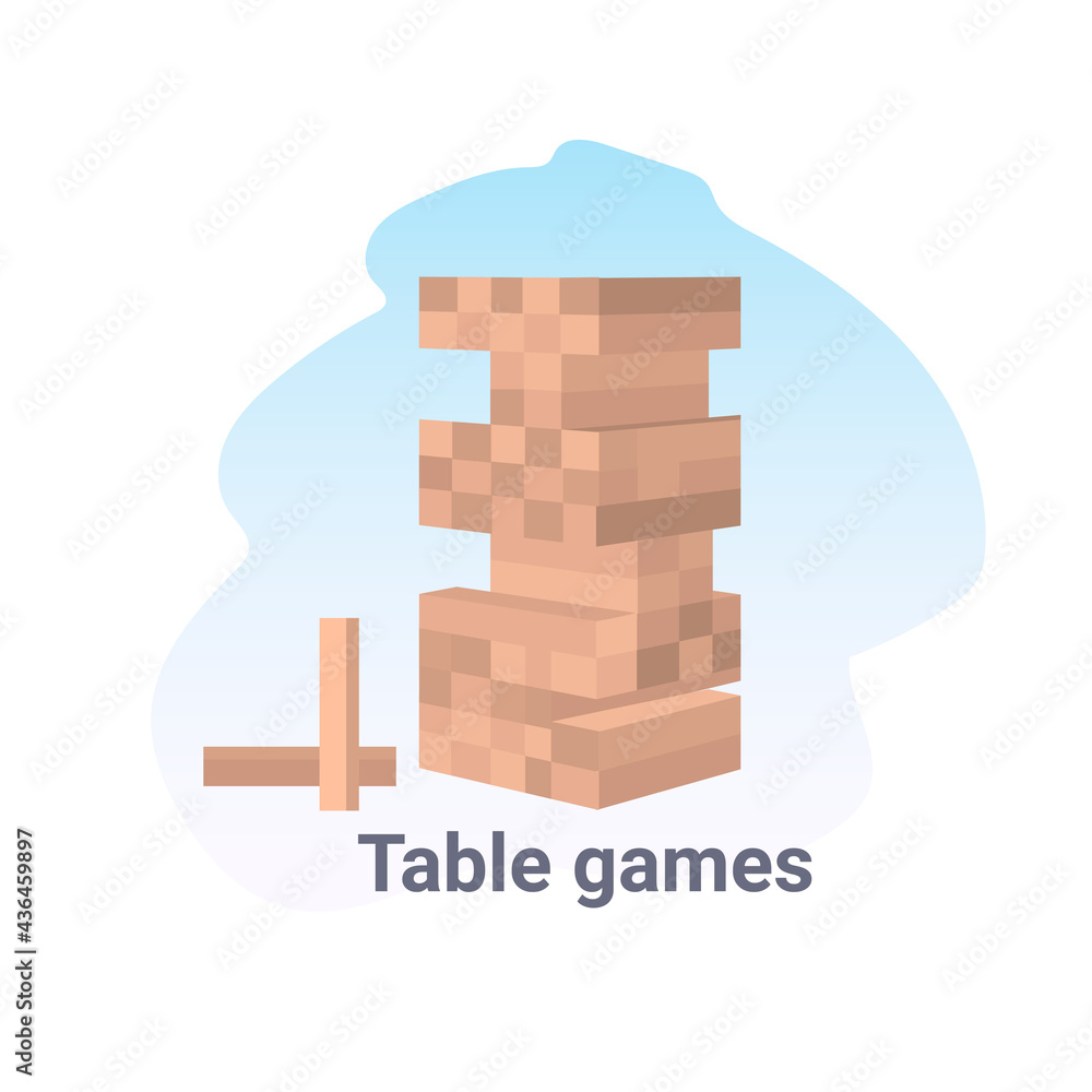 wood block stack tower table game concept